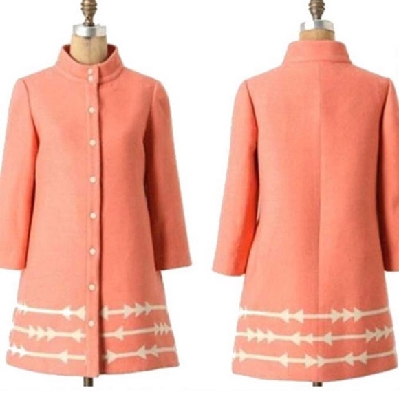 ANTHROPOLOGIE LAUREN MOFFATT Eastwood
Dress Salmon Wool Pea Coat Snaps.Size:M - Picture 2 of 9
